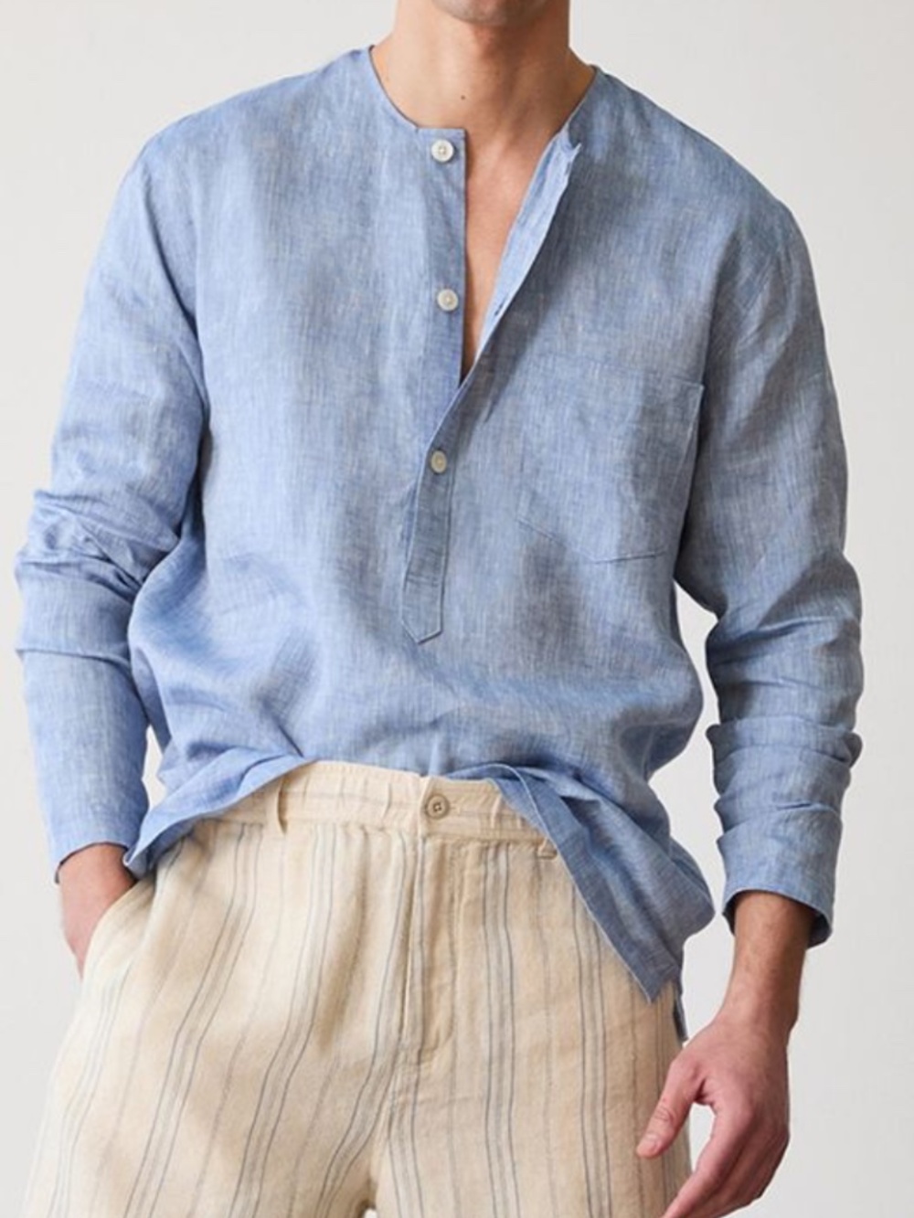 Todd Snyder Blue Linen Long Sleeve Shirt in Xl